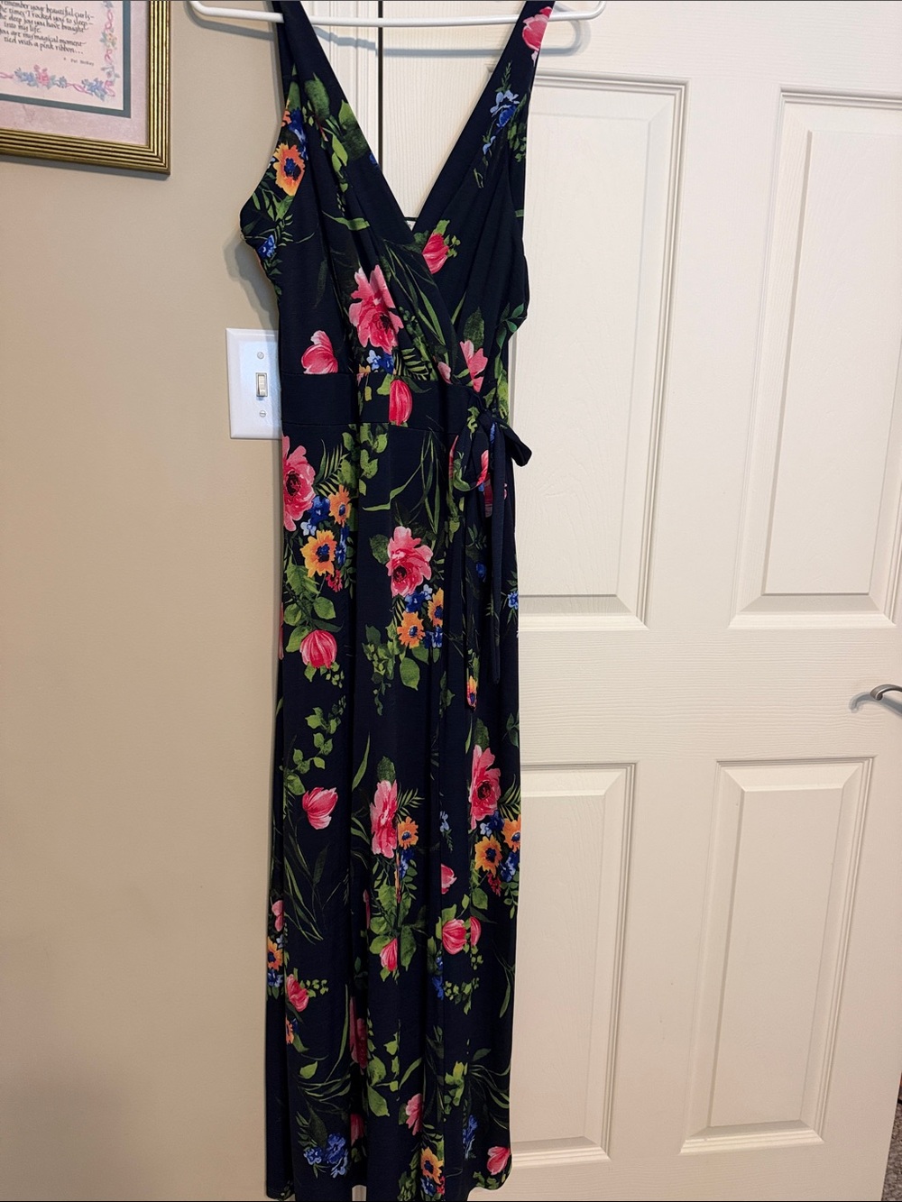 Le Lis Black Floral Wrap Maxi Gown